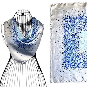 Vintage Givenchy Gray and Blue Dot Gradient Silk Square Scarf